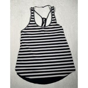 Lululemon Racerback Tank Top Womens Sz 2 Stripe Black White Running Gym Ladies